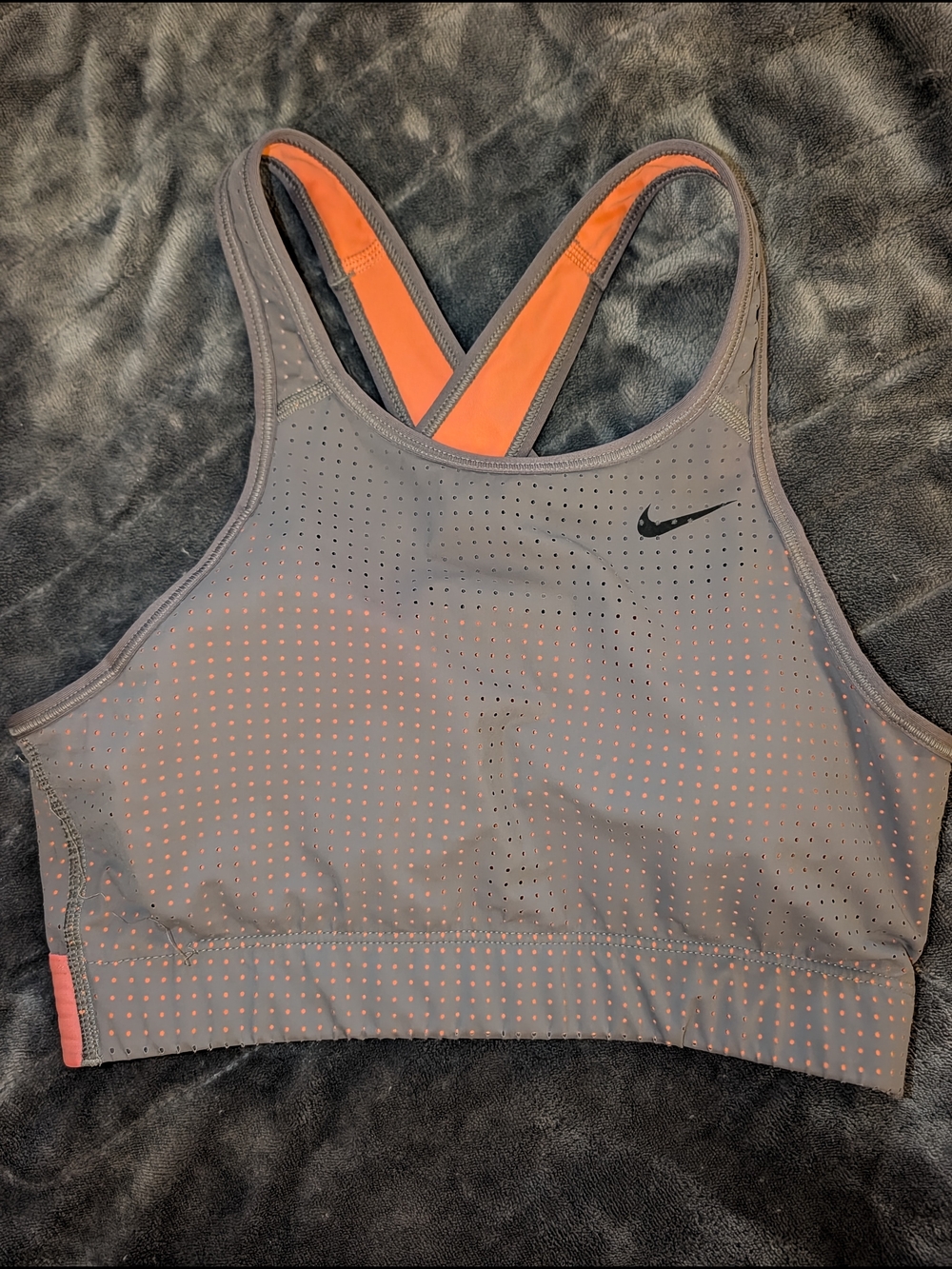 Nike Women's Gray & Coral Perforated Sports Bra